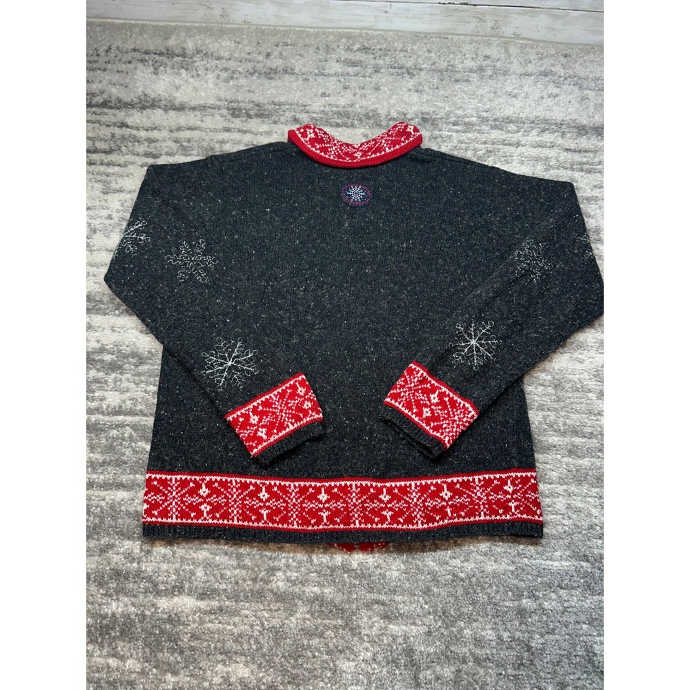 Disney Cardigan Womens L Gray Winnie The Pooh Snowflake Zip Up Sweater Vintage - Picture 8 of 10